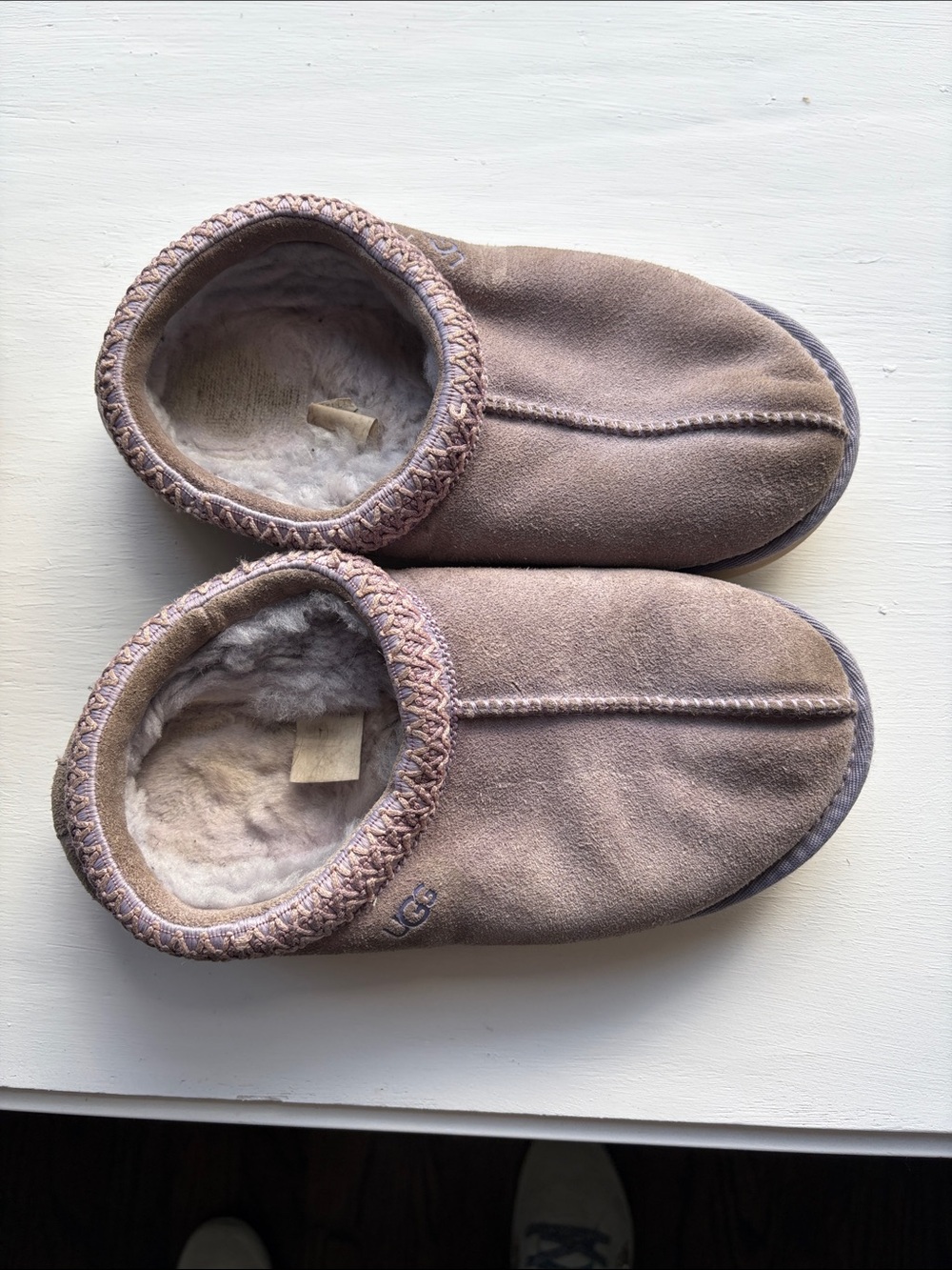 UGG Lilac Suede Sheepskin-Lined Slip-On Slippers